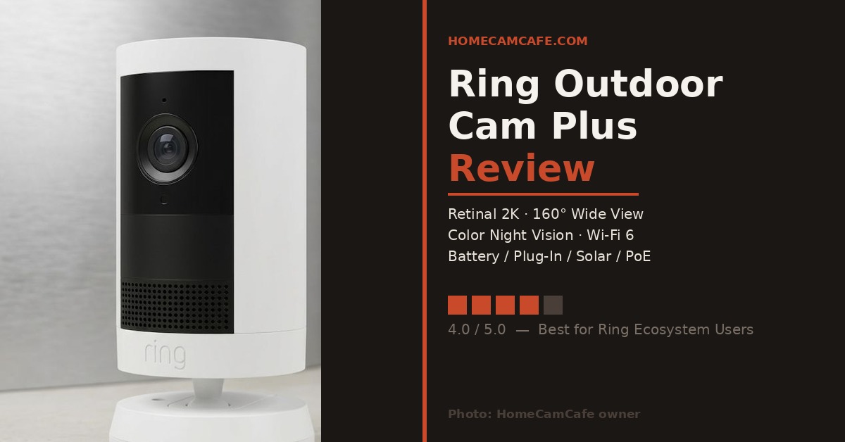 Ring Outdoor Cam Plus on a table