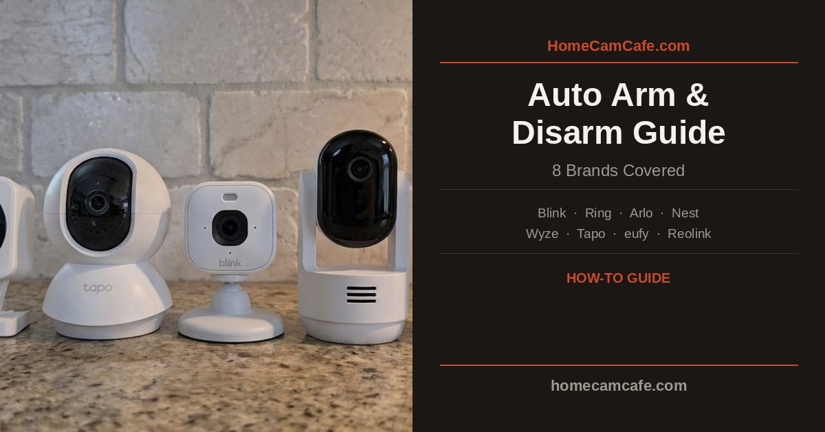 Auto arm and disarm security cameras guide — Blink, Ring, Arlo, Nest, Wyze, Tapo, eufy, Reolink