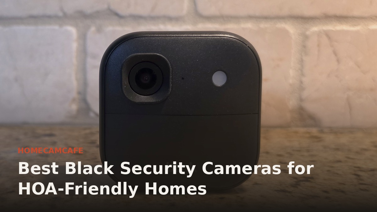 Best Black Security Cameras for HOA-Friendly Homes 1 Black Blink Outdoor 2K+ security camera on a kitchen counter, representing black security cameras for HOA-friendly homes