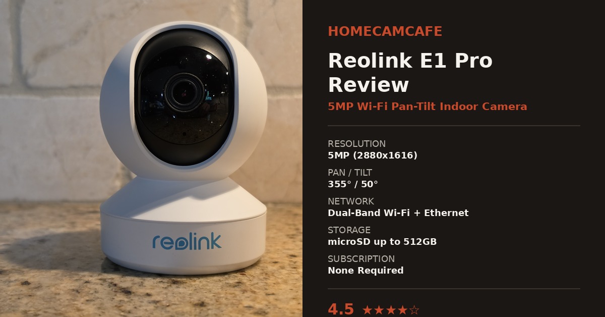 Reolink E1 Pro Review: A Sharp, Wired-or-Wireless Indoor Pan-Tilt Camera 1 Reolink E1 Pro indoor pan-tilt security camera review card